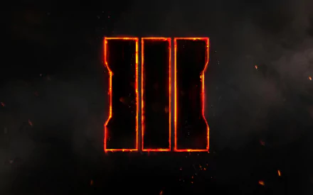HD desktop wallpaper for Call of Duty: Black Ops III featuring the glowing red Roman numeral III on a dark, smoky background.