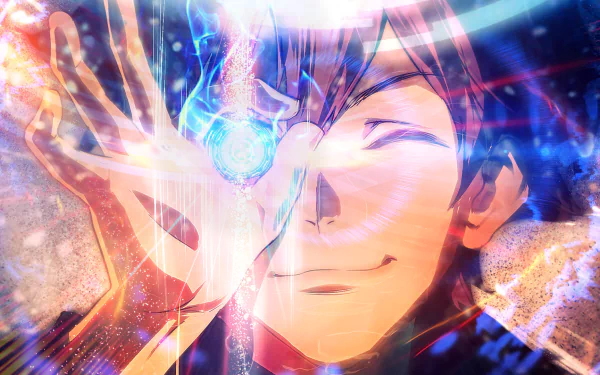 HD desktop wallpaper featuring Leonardo Watch from the anime Blood Blockade Battlefront, showcasing a vibrant and dynamic portrayal of the character with mystical elements.
