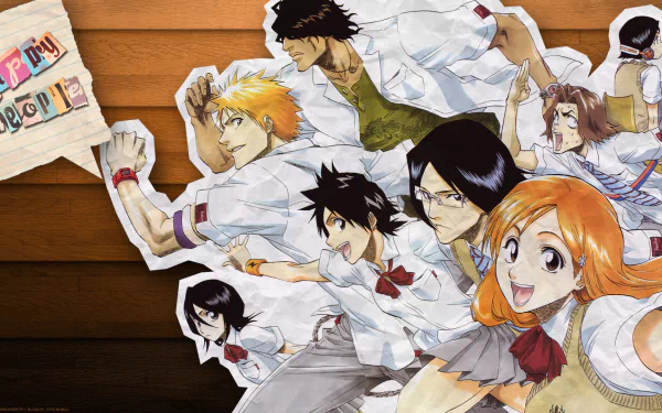 Tatsuki Arisawa Mizuiro Kojima Keigo Asano Uryu Ishida Rukia Kuchiki Yasutora Sado Orihime Inoue Ichigo Kurosaki Anime Bleach HD Desktop Wallpaper | Background Image