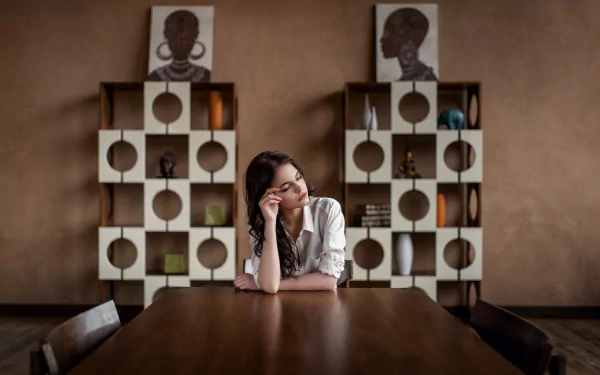 brunette model mood woman Oktyabrina Maximova HD Desktop Wallpaper | Background Image