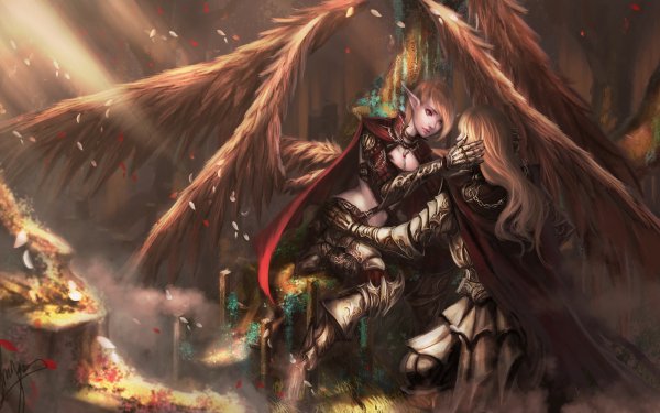 Fantasy Love Angel Wings Armor HD Wallpaper | Background Image