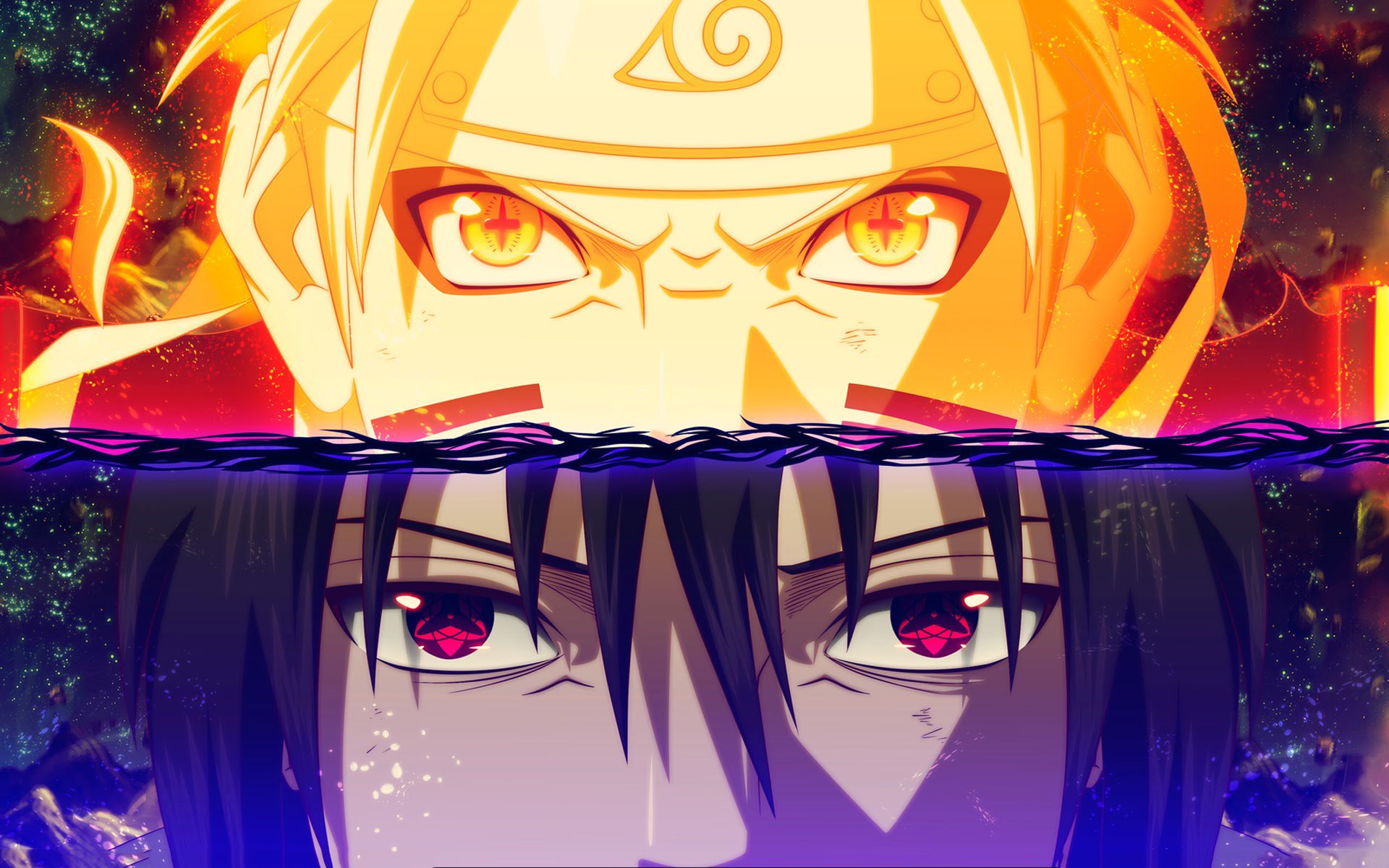 Naruto Uzumaki and Sasuke Uchiha's eyes by IITheYahikoDarkII