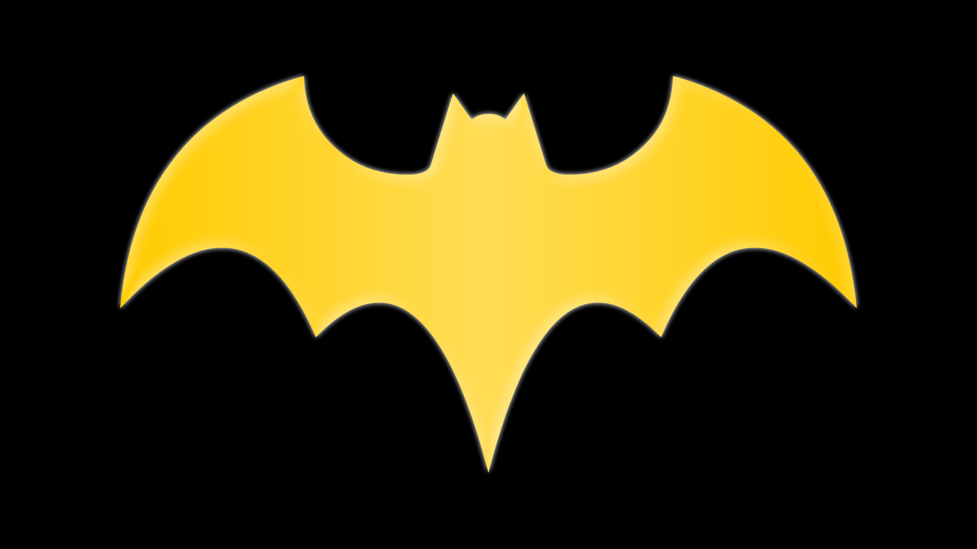 HD comic-style PC desktop wallpaper featuring a bold, bright yellow Batgirl symbol on a black background.