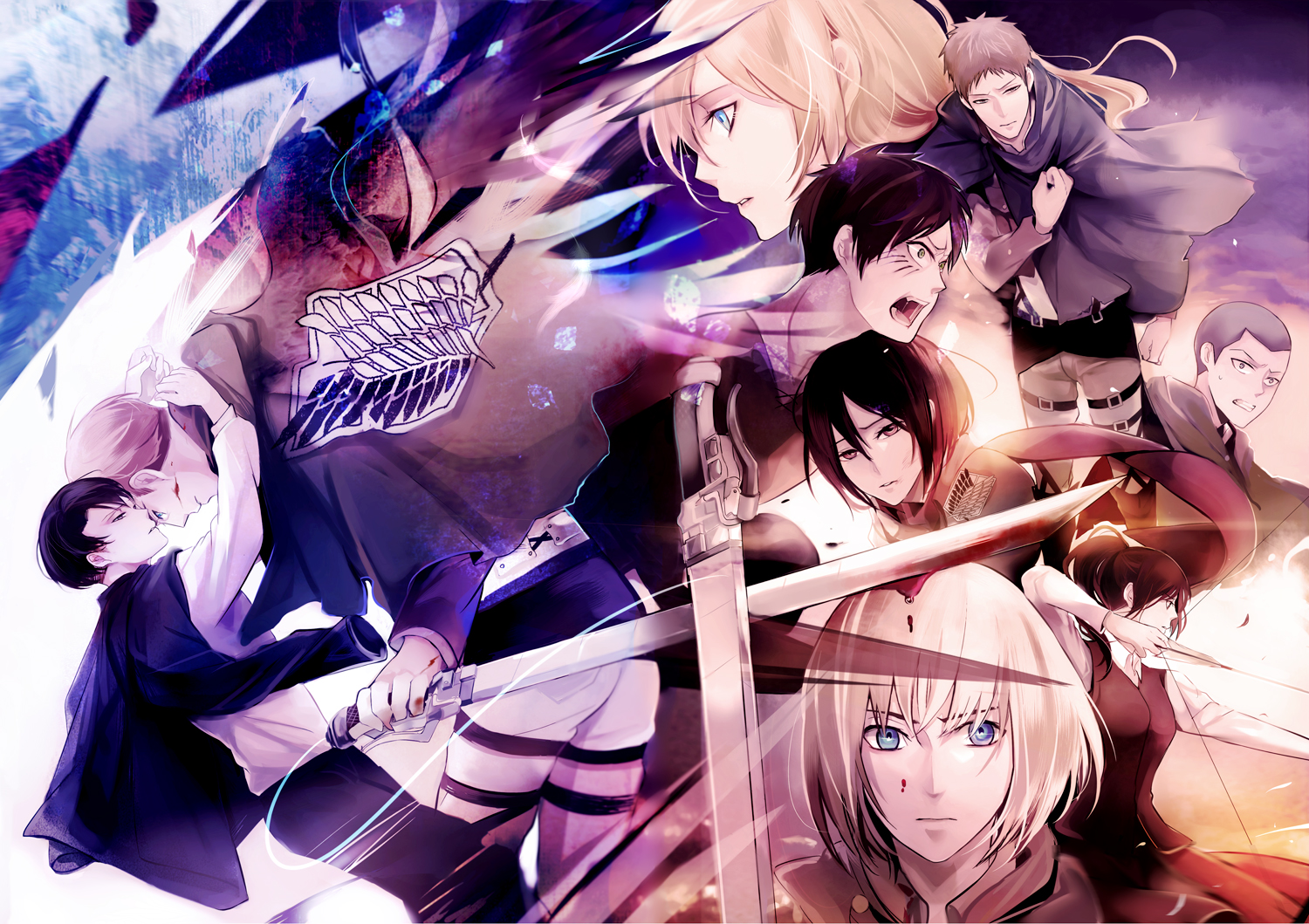 mikasa ackerman, armin arlert, titan, jean kirchstein, connie