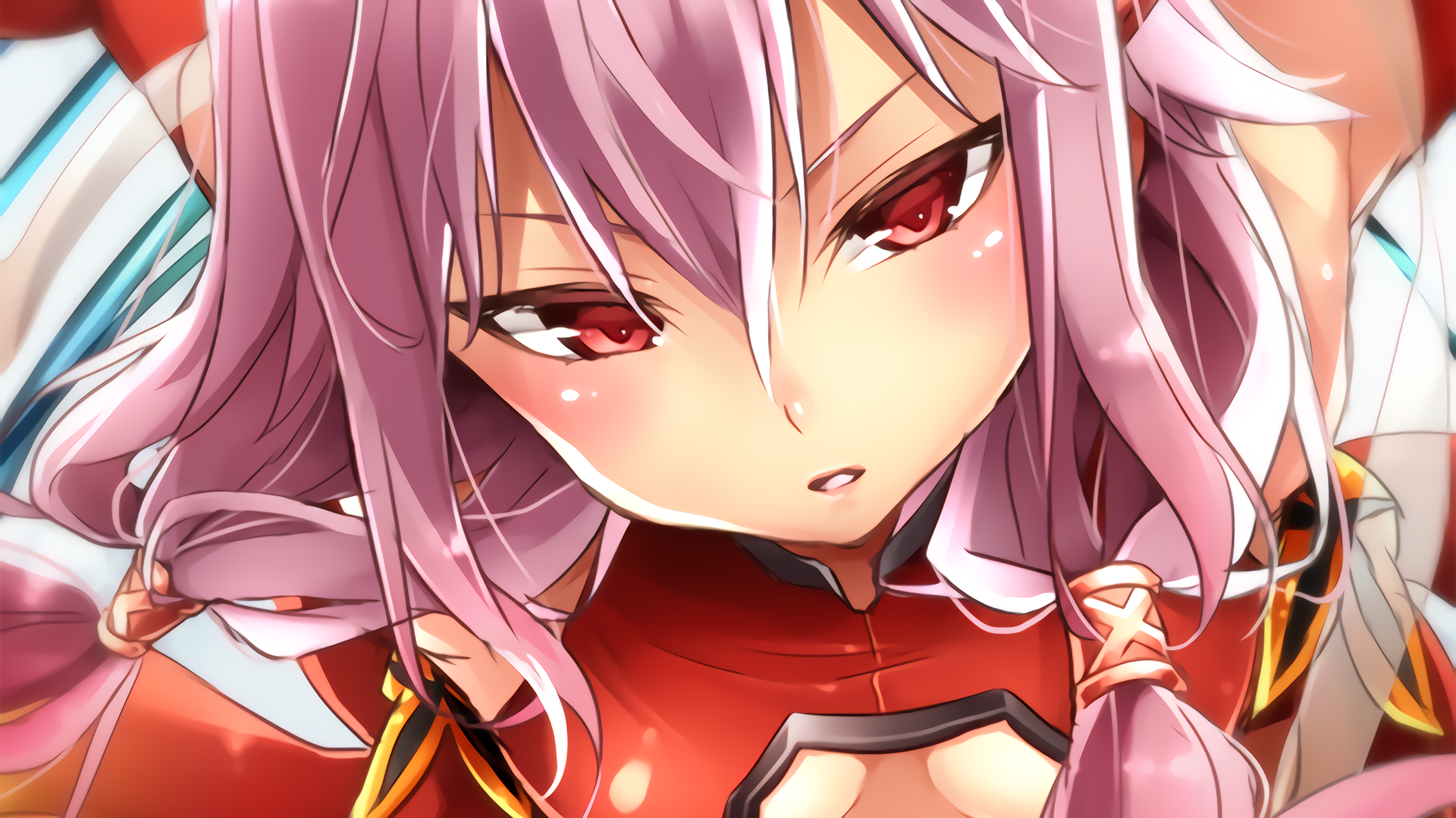 Inori Yuzuriha from the anime Guilty Crown, captured in vibrant detail, serves as a striking HD desktop wallpaper and background for fans of the series.