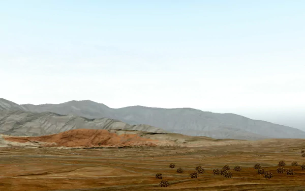 HD PC desktop wallpaper featuring a vast barren landscape with distant mountains from the video game Ace Combat Zero: The Belkan War.