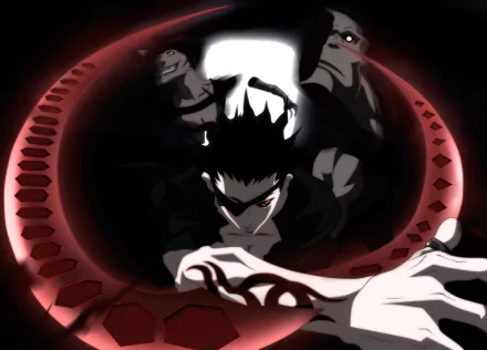 A dynamic HD wallpaper featuring Kiyomasa Senji from the anime Deadman Wonderland, showcasing intense action with a dark, stylized background.