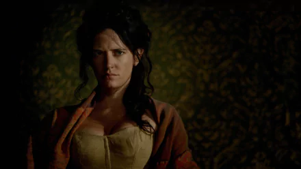 HD PC desktop wallpaper featuring Eva Green in a moody, dark-toned scene from the movie The Salvation.