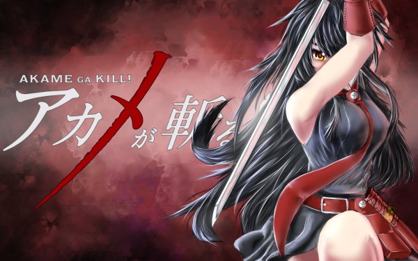 Anime Akame ga Kill! Akame Weapon Katana Yellow Eyes Black Hair Long Hair Tie Belt Dress Black Dress HD Wallpaper | Background Image