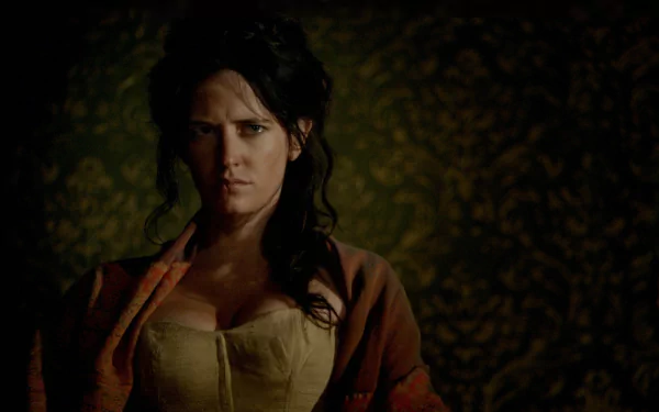 HD PC desktop wallpaper featuring Eva Green in a moody, dark-toned scene from the movie The Salvation.