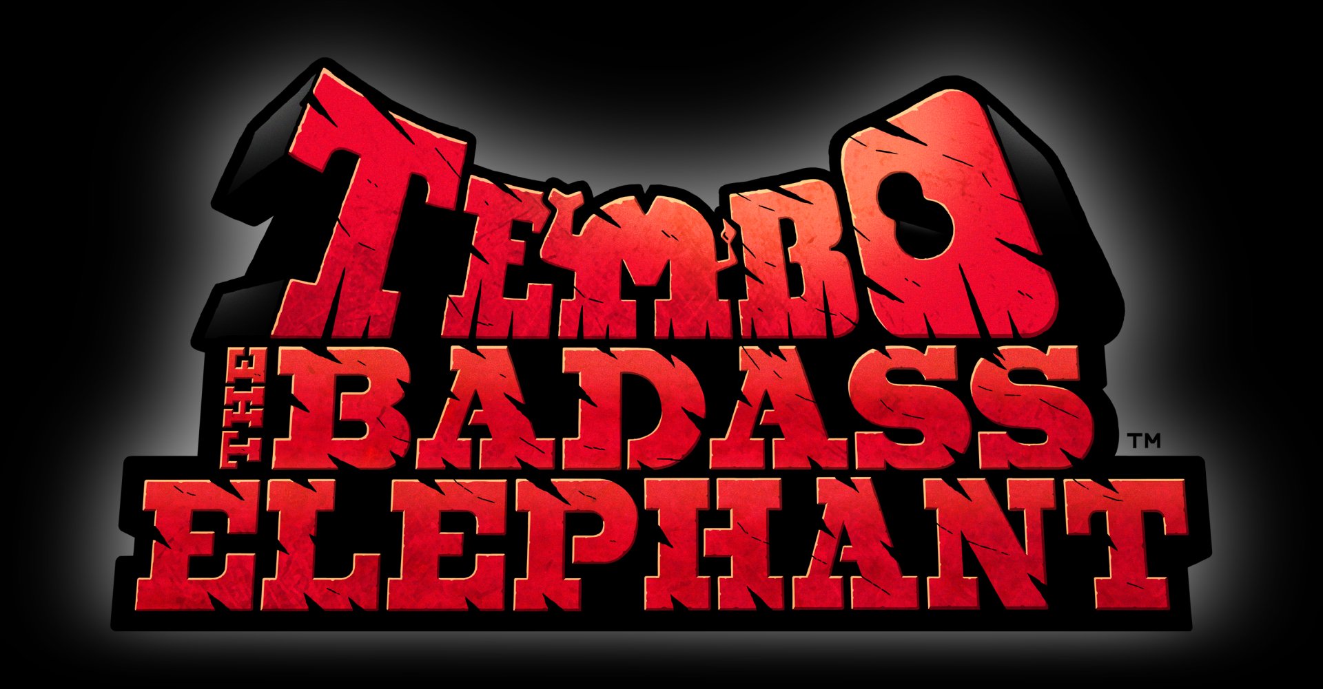 HD desktop wallpaper featuring the bold red logo for Tembo the Badass Elephant on a dark background.