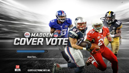 HD wallpaper for Madden NFL 16 featuring the 'Cover Vote' with vivid depictions of NFL players in action, representing their teams.