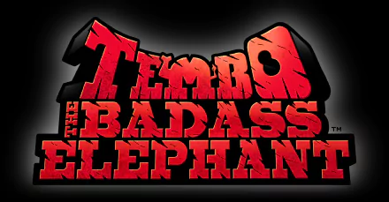 HD desktop wallpaper featuring the bold red logo for Tembo the Badass Elephant on a dark background.