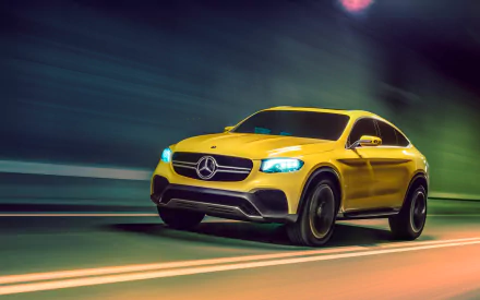 yellow car car Mercedes-Benz Mercedes-Benz GLC Coupe vehicle Mercedes-Benz GLC-Class HD Desktop Wallpaper | Background Image