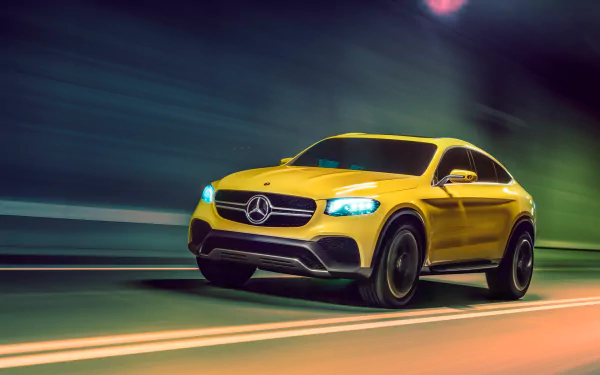 yellow car car Mercedes-Benz Mercedes-Benz GLC Coupe vehicle Mercedes-Benz GLC-Class HD Desktop Wallpaper | Background Image