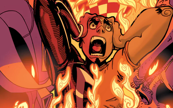 High-definition desktop wallpaper featuring Robbie Reyes from All-New Ghost Rider, showcasing dynamic comic art with fiery elements and intense expressions.