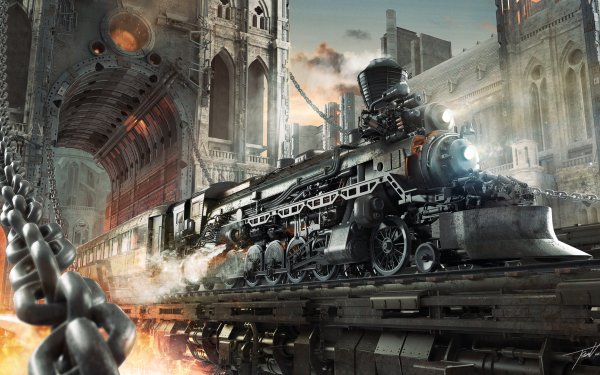 Sci Fi Steampunk Train HD Wallpaper | Background Image