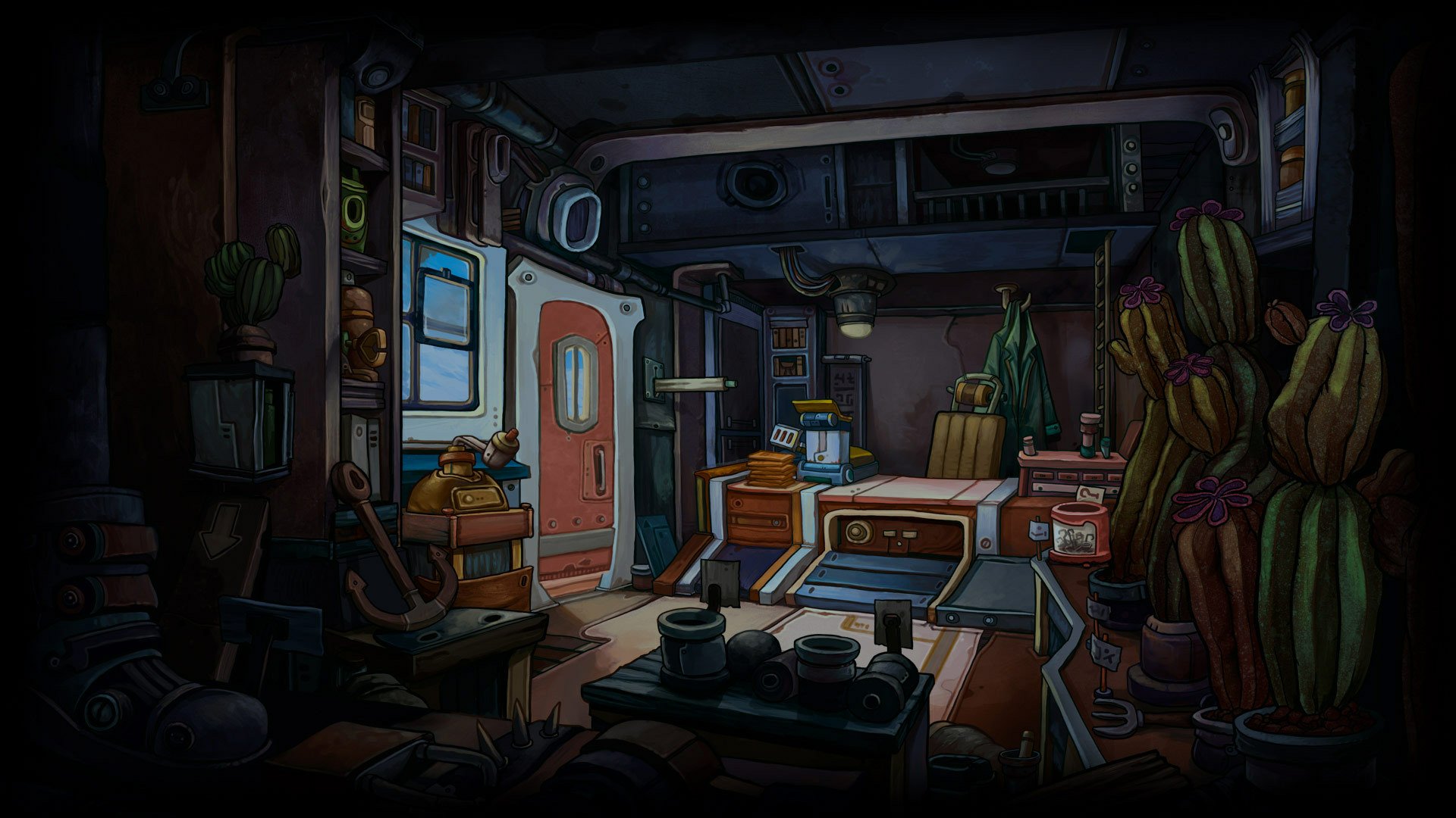 Deponia journey. Депония Тони арт. Deponia: the complete Journey. Deponia каюта. Deponia 3 темная комната.