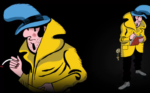 video game Detective Case and Clown Bot in: Murder in the Hotel Lisbon HD Desktop Wallpaper | Background Image