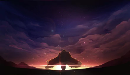 A stunning HD desktop wallpaper featuring Rider from Fate/Zero, set against a dramatic backdrop of clouds and a radiant horizon, embodying the essence of the anime's epic landscape.