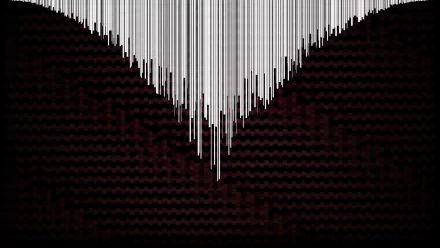 HD PC desktop wallpaper for the video game Hacknet: cascading white barcode-like lines forming a V-shaped gap over a dark, textured background.