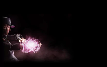 A dynamic HD PC desktop wallpaper featuring a character from Mortal Kombat X, showcasing an action-packed moment with energy effects in a dark background.
