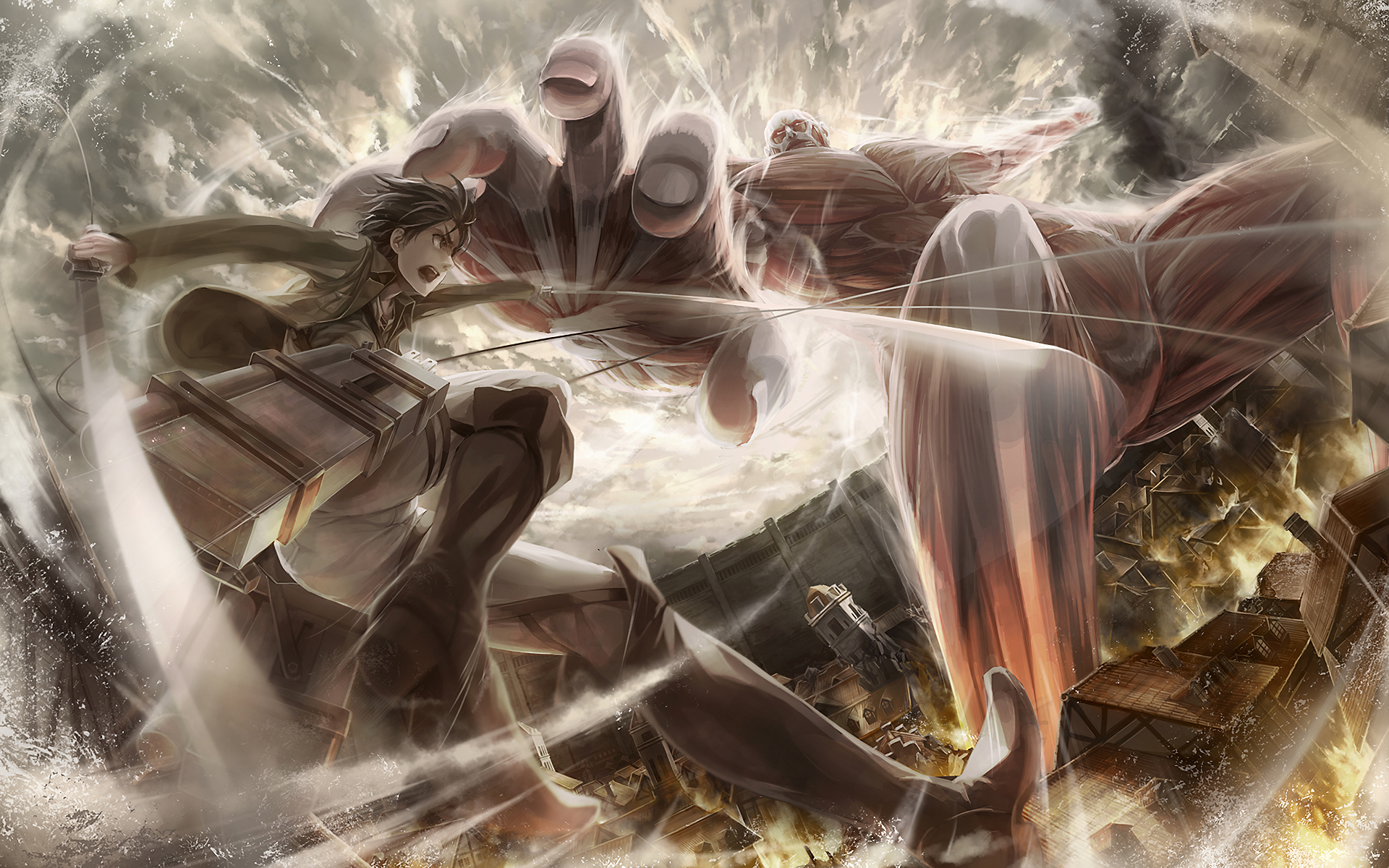 Eren vs Titan Colosal by Lif
