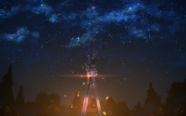 Anime Sword Art Online Espada Arma Noche Estrellas Cielo Starry Sky Fondo de pantalla HD | Fondo de Escritorio