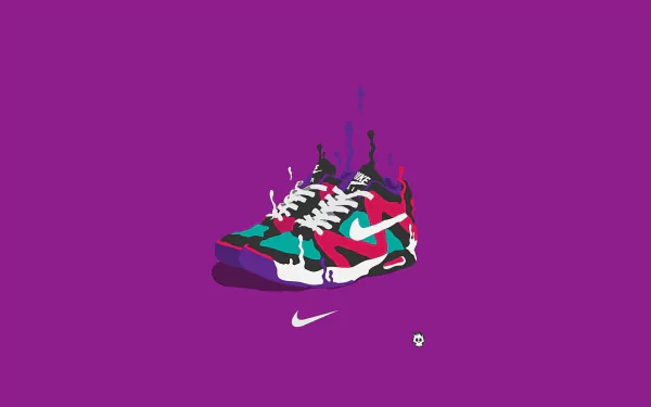 Vibrant HD wallpaper featuring a stylized Nike sneaker against a bold purple background, capturing the essence of contemporary streetwear design.