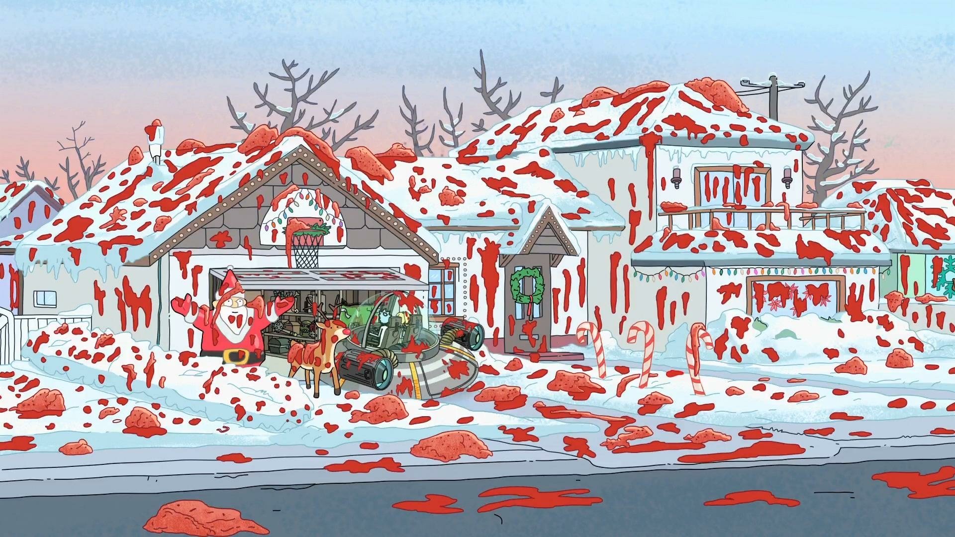 Download Santa Claus Space Cruiser (Rick And Morty) Snow Christmas Morty Smith Rick Sanchez TV Show Rick And Morty HD Wallpaper