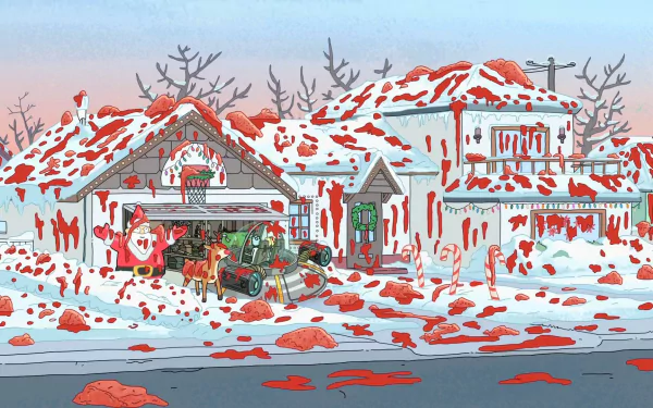 Santa Claus Space Cruiser (Rick and Morty) snow Christmas Morty Smith Rick Sanchez TV Show Rick and Morty HD Desktop Wallpaper | Background Image