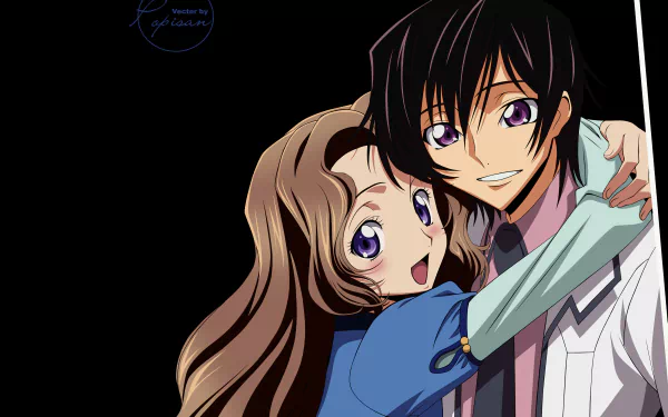 Nunnally Lamperouge and Lelouch Lamperouge from Code Geass share a warm embrace in this 4K Ultra HD anime desktop wallpaper.