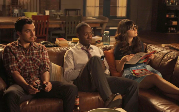 Nick Miller Jake Johnson Winston Bishop Lamorne Morris Jessica Day Zooey Deschanel TV Show New Girl HD Desktop Wallpaper | Background Image