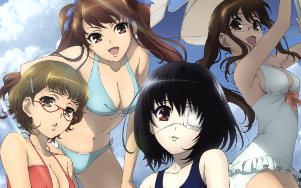 Anime Another Mei Misaki Izumi Akazawa Reiko Takako Sugiura Swimsuit Bikini Eye Patch Glasses HD Wallpaper | Background Image