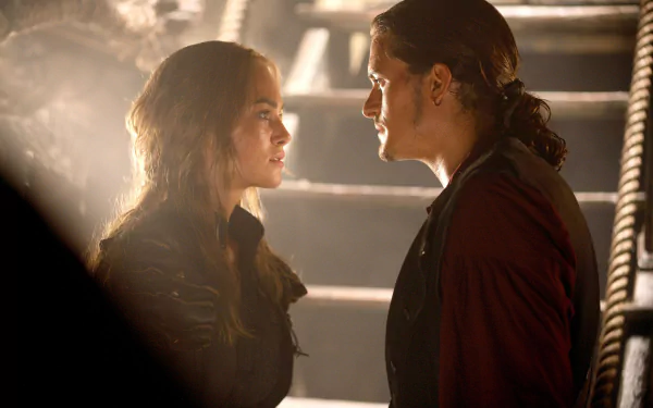 Elizabeth Swann Keira Knightley Will Turner Orlando Bloom movie Pirates Of The Caribbean: At World's End HD Desktop Wallpaper | Background Image