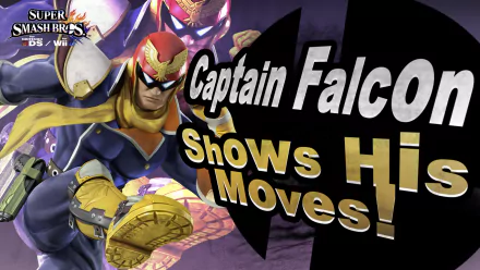 HD wallpaper featuring Captain Falcon from Super Smash Bros. for Nintendo 3DS and Wii U with the text Shows His Moves!