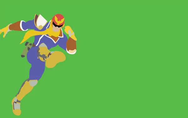 HD desktop wallpaper featuring Captain Falcon from F-Zero against a green background.