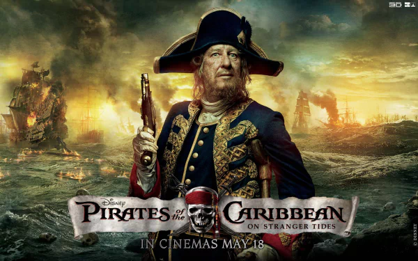 Geoffrey Rush Hector Barbossa movie Pirates of the Caribbean: On Stranger Tides HD Desktop Wallpaper | Background Image