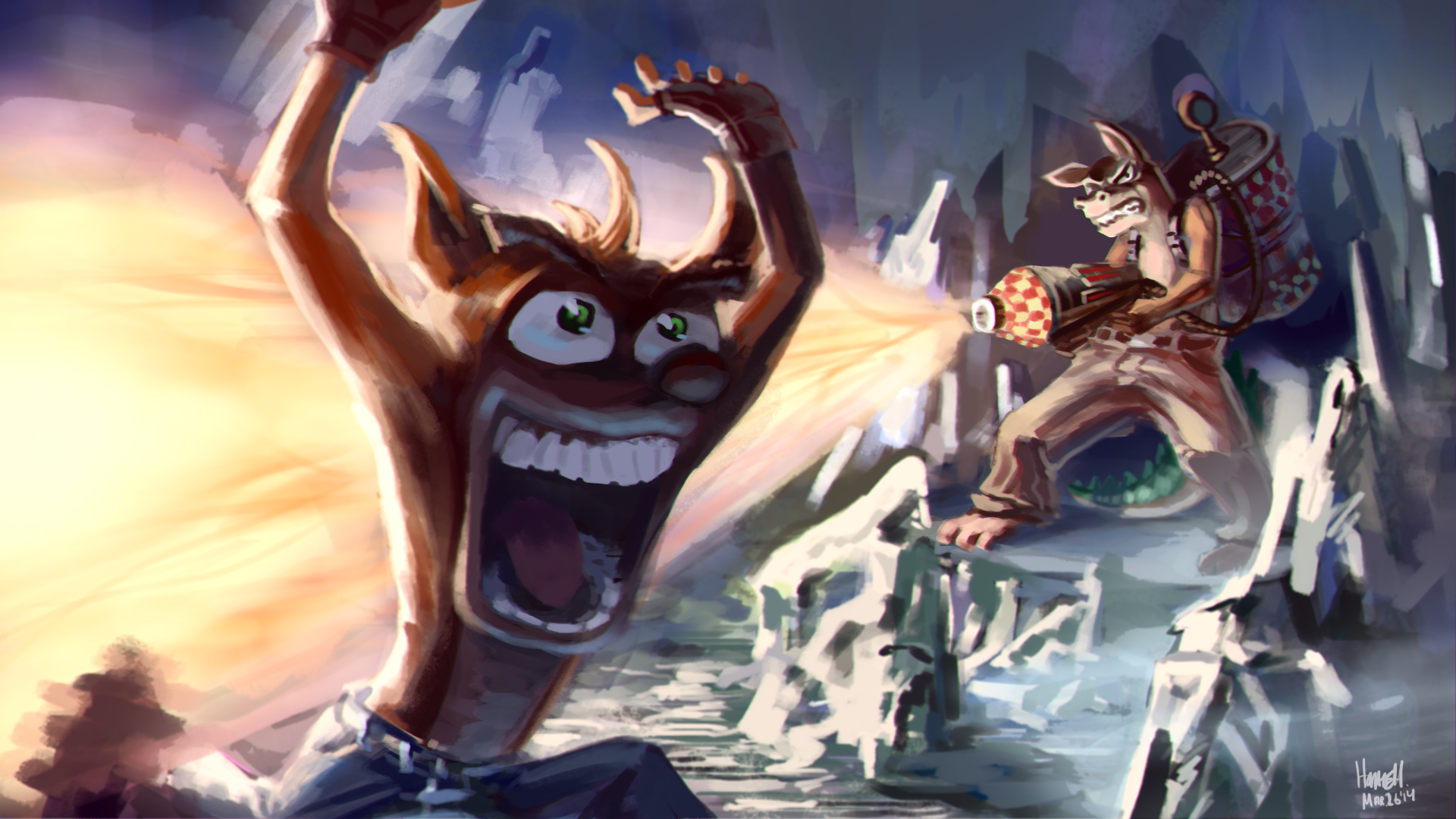 Crash Vs Dingodile Hd Wallpaper Background Image 1920x1080 Id