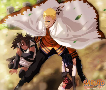 A dynamic HD wallpaper featuring Chouchou Akimichi, Sarada Uchiha, and Naruto Uzumaki from Boruto: Naruto the Movie, showcasing their powerful bond in a vibrant anime style.