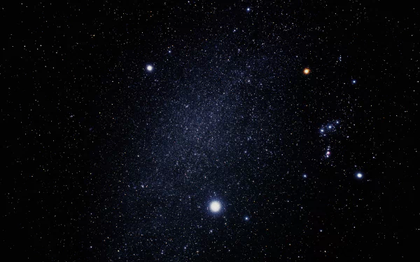 4K Ultra HD sci-fi space wallpaper featuring a detailed starry night sky with bright celestial bodies scattered across the dark cosmic background.