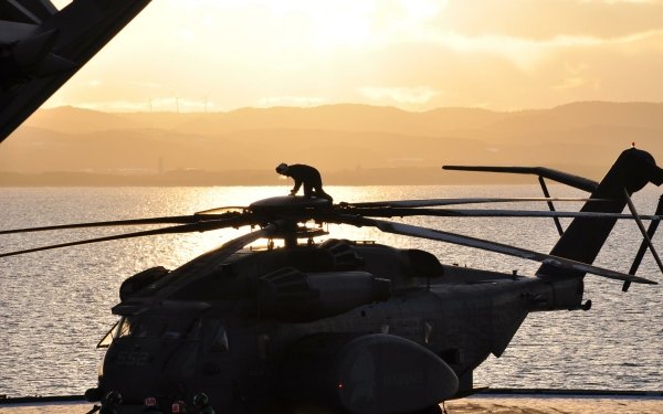 Military Sikorsky MH-53E Sea Dragon Helicopter Navy Silhouette HD Wallpaper | Background Image