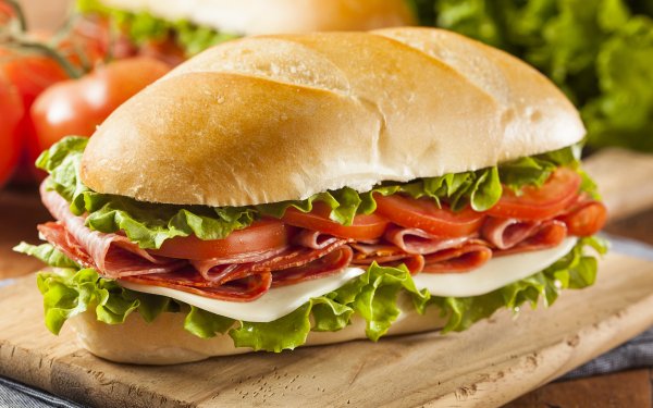 Food Sandwich Tomato Salami Lettuce Salad Bread Roll Lunch Meal HD Wallpaper | Background Image