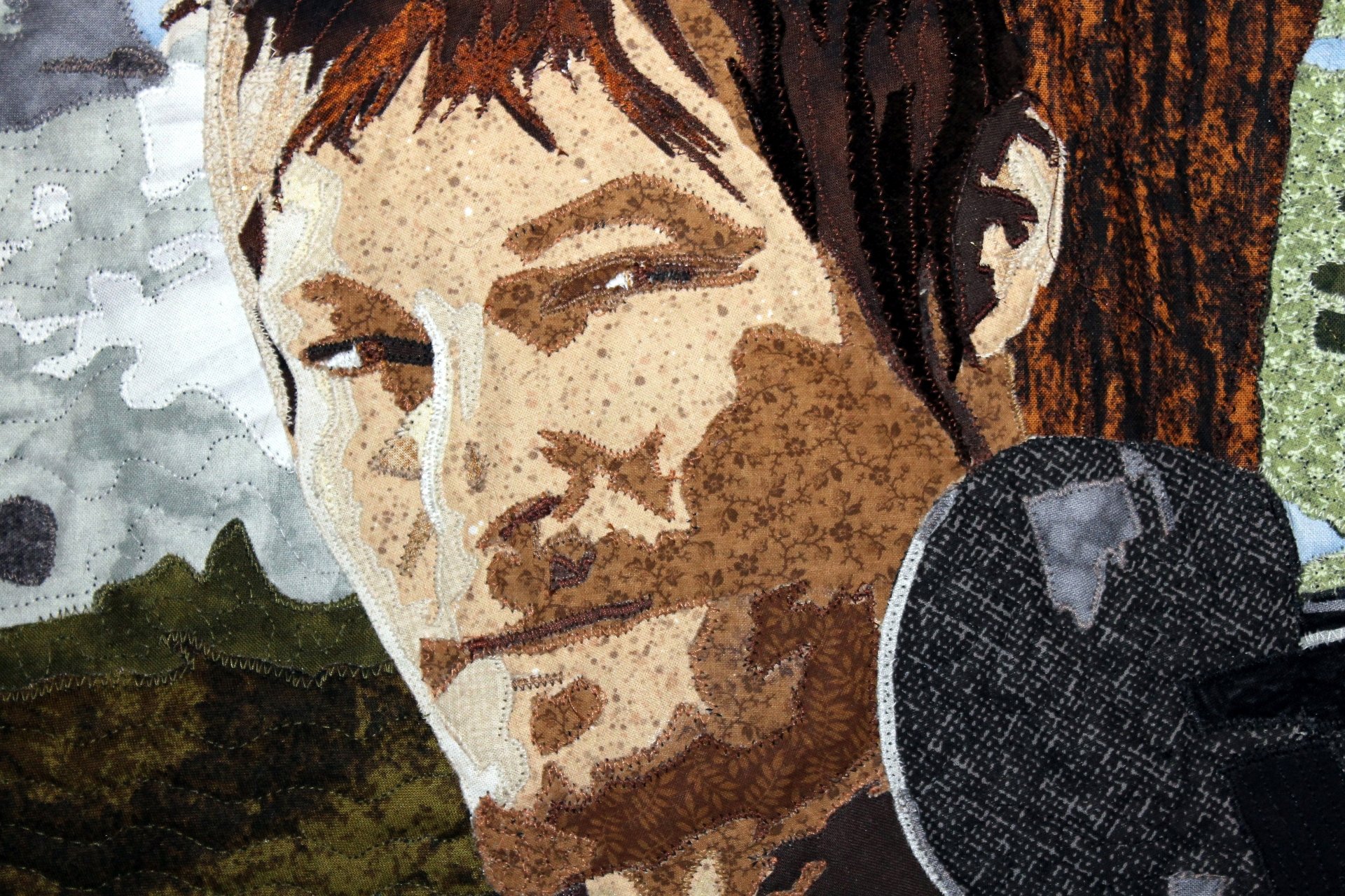 4K Ultra HD digital artwork of Daryl Dixon from the TV show The Walking Dead, featuring a textured, painted style with natural outdoor elements in the background.