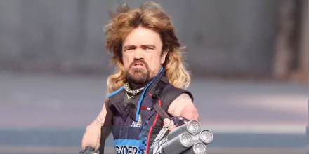 A pixel art depiction of Peter Dinklage in action, displaying a dramatic expression. This vibrant image serves as a captivating HD PC desktop wallpaper and background.
