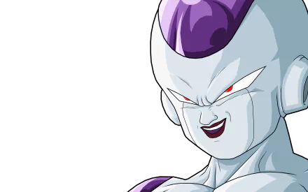 Frieza from Dragon Ball Z features prominently in this HD anime wallpaper, showcasing his menacing smile and distinctive purple and white design.