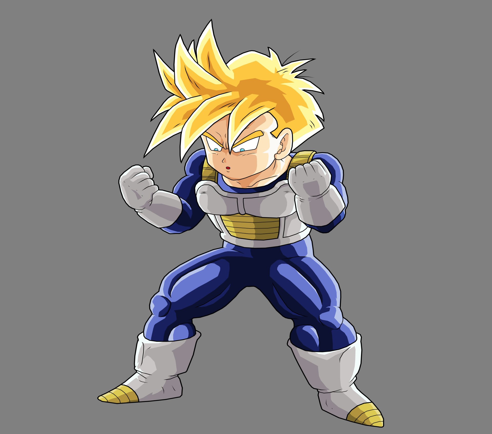 Gohan from Dragon Ball Z stands in a powerful pose, showcasing his iconic yellow hair and blue battle attire. Vibrant 4K Ultra HD resolution serves as a striking PC desktop wallpaper.