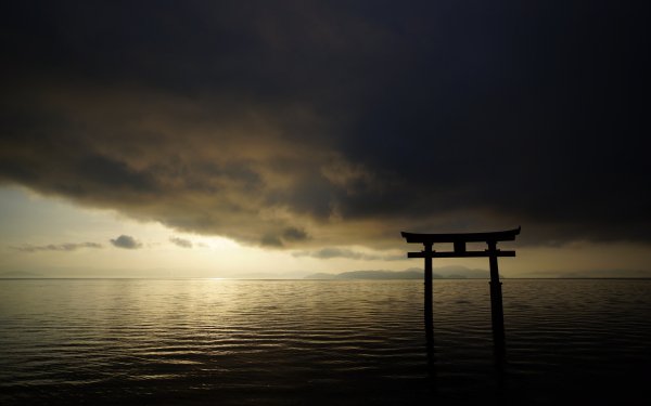 Religious Itsukushima Gate Japan Sea Gate Evening Cloud HD Wallpaper | Background Image