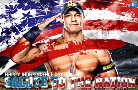 HD desktop wallpaper featuring a patriotic theme with a saluting individual and Independence Day graphics.