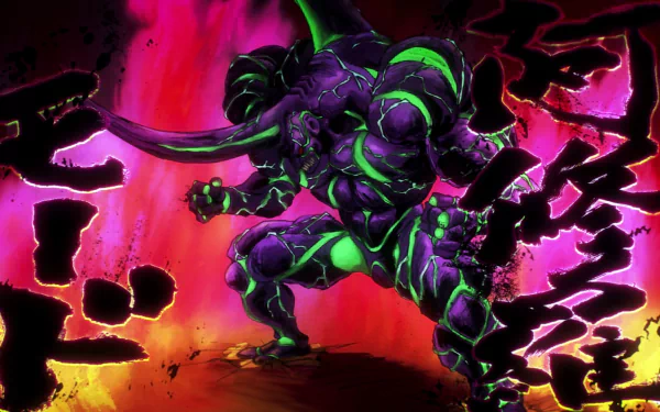 HD wallpaper featuring Carnage Kabuto from One-Punch Man, showcasing the character's vibrant colors and dynamic pose against a striking, colorful background.